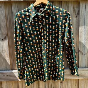 Vintage mushroom long sleeve button down shirt